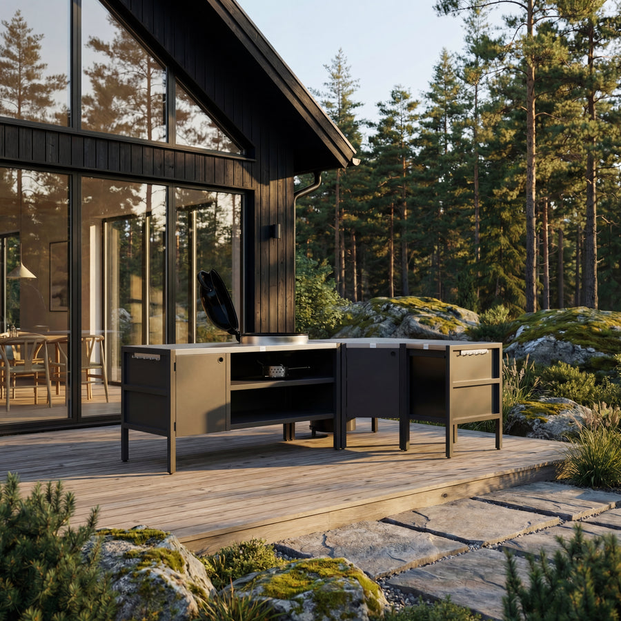 UMAMI modul 3, svart / rustfri + svart kulegrill NORDIC FLAME 