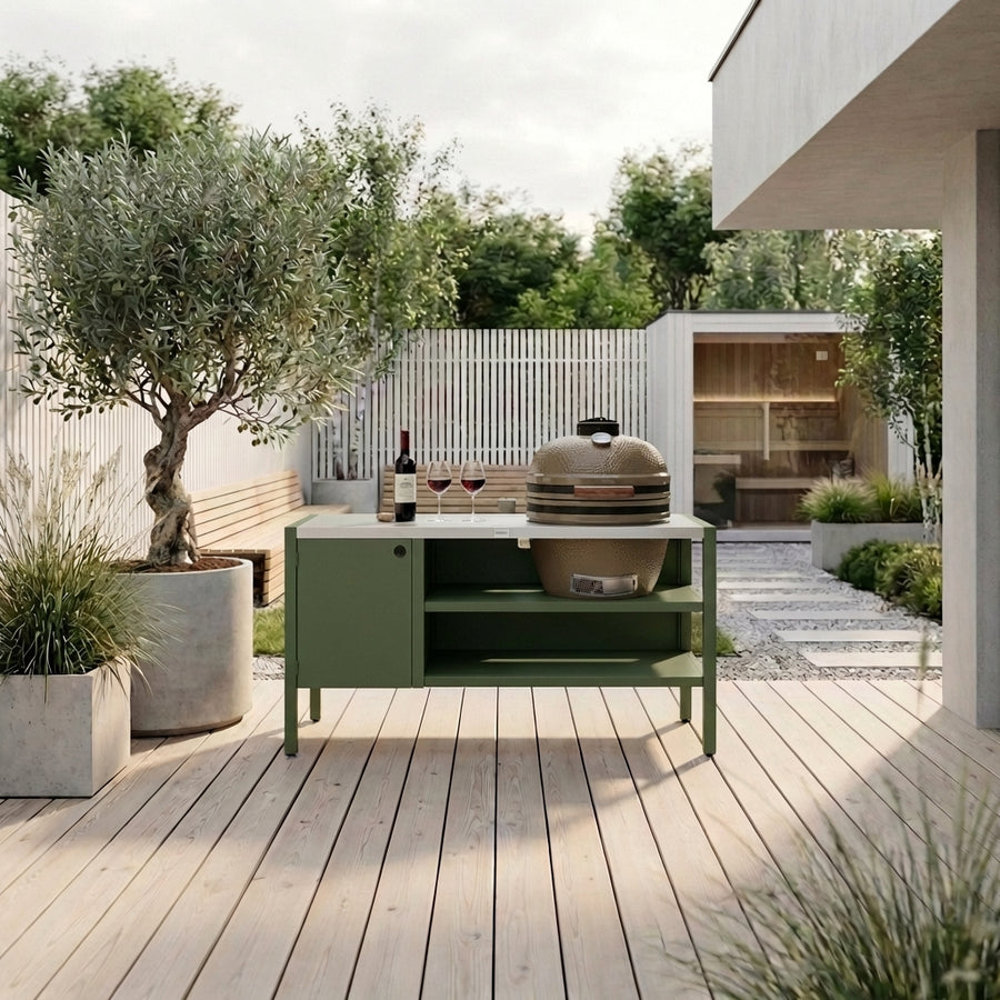 UMAMI Modul 3, grön / rostfri + beige kamado NORDIC FLAME