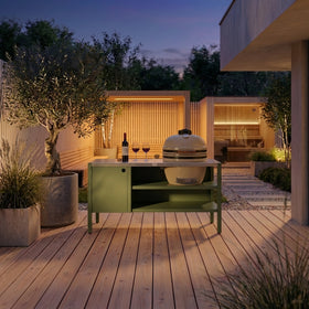 UMAMI Modul 3, grøn / rustfri + beige kamado NORDIC FLAME 