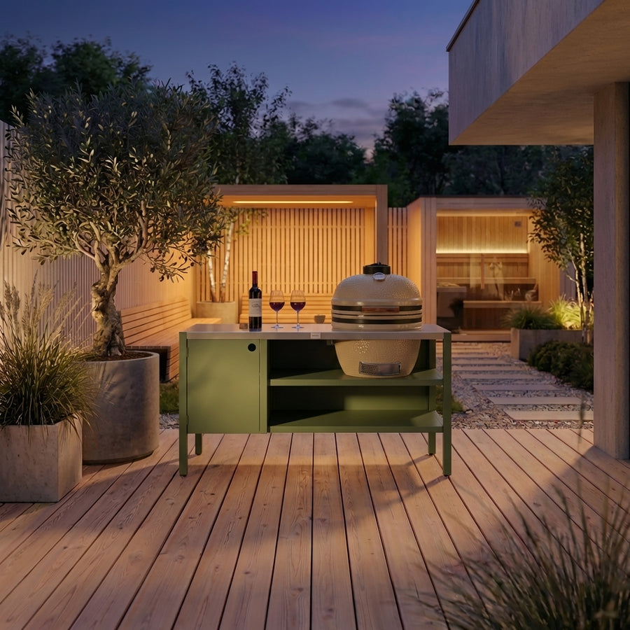 UMAMI Modul 3, grön / rostfri + beige kamado NORDIC FLAME