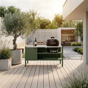 UMAMI Udekøkken Modul 3 + sort kamado NORDIC FLAME, grøn / rustfri